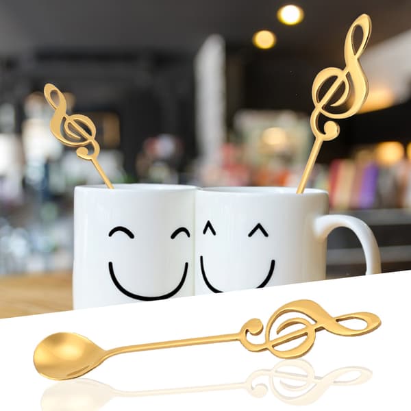 Gylden Musikalsk Node Rustfrit Stål Kaffeske til Omrøring og Dessert