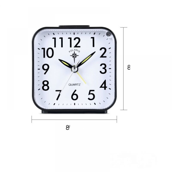 Liten 8 cm svart analog väckarklocka Batteridriven, Tyst, Light On Demand & Snooze, Beep, Soft Wake Up, Alarm Clock