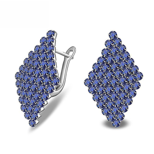 örhängen Rhombic Blue Aaa Boutique Zircon Diamond Crystal Örhängen För Fest