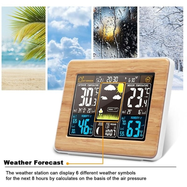 Wood Grain Color Touch Screen Vejr Clock Sensor