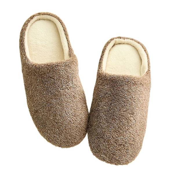 Dam Vinter Fleece Tofflor Inomhus Vanliga golvtofflor Coffee 42-43