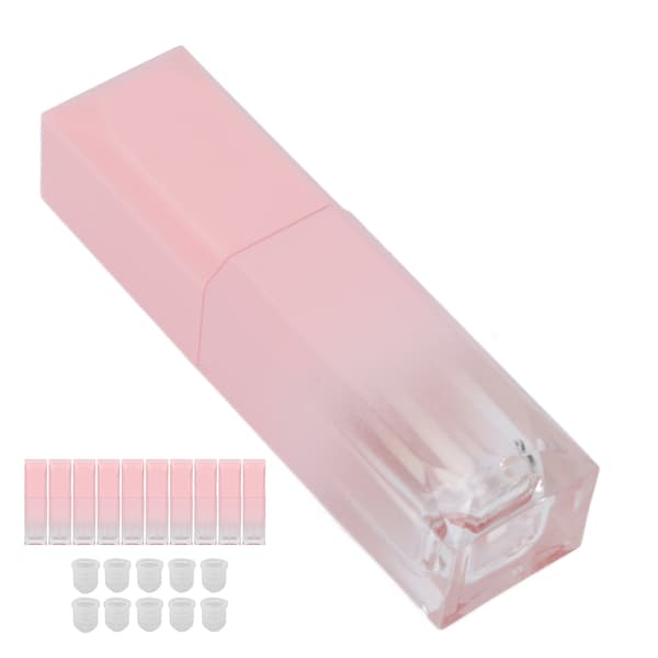 10 stk 6 ml tomme påfyllbare lipgloss-tuber rosa gradient DIY leppestiftbeholdere
