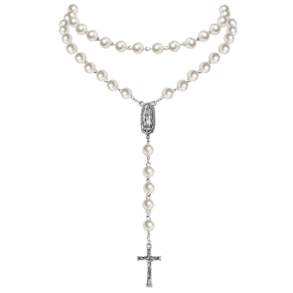 Halskjede Cross Pearl motesmykker B1763 purple