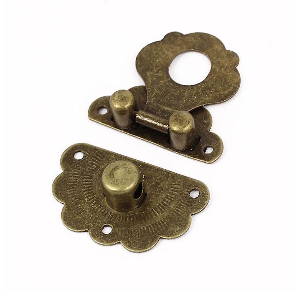 Antik stil träfodral Case Box Metalllås Hasp Spärr Brons Tone 2 Set