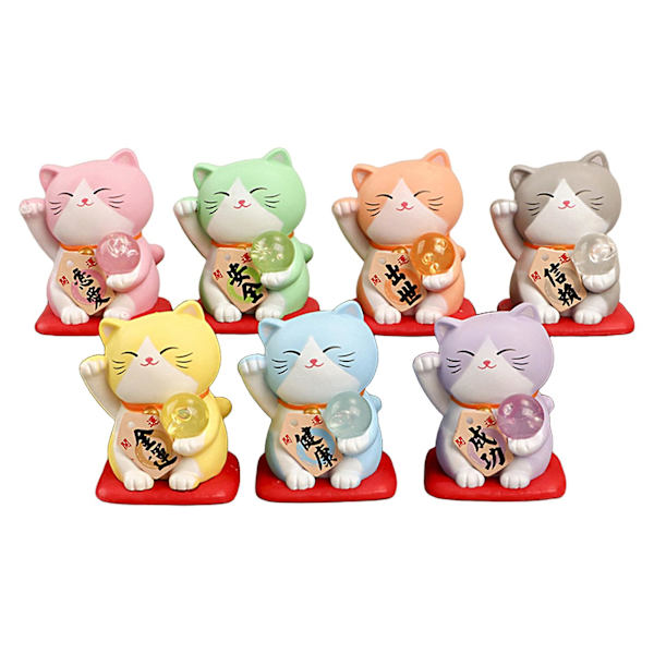 3 stk Lucky Cat Ornament med velsignende ord Sød japansk stil Fortune Cat Statue Desktop Decoration Studio tilbehør