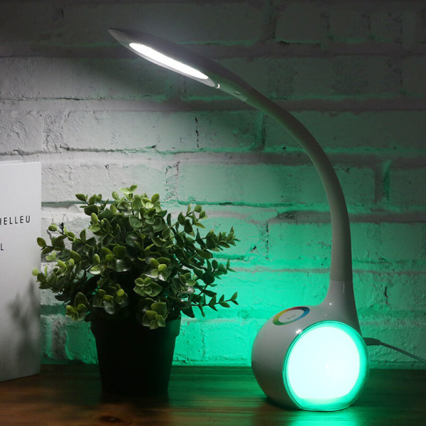 T3 børnebordslampe med 256 RGB Ambient Night Light, dæmpbar LED sengelampe, Touch Light og 3 Bri