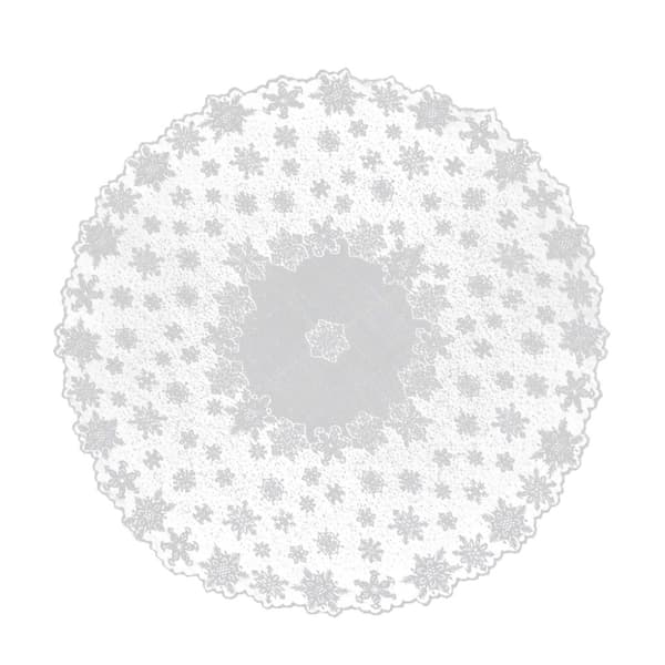 Christmas Tablecloth White Snowflake Lace Banquet Tablecloths Table Covers for Table Decorations Round
