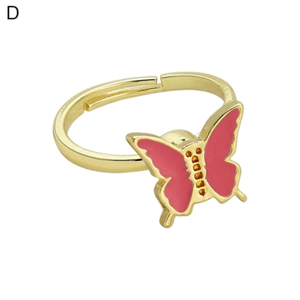 Dam Ring Butterfly Justerbar öppning Smycken Roterbar Krysantemum Finger Ring För Bröllop D