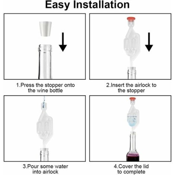 Fermentation Bung Plus Stopper Fermenteringsrør Plast Bubbler Fermentering Eksosventil SAS Airlock Bubbler Transpa