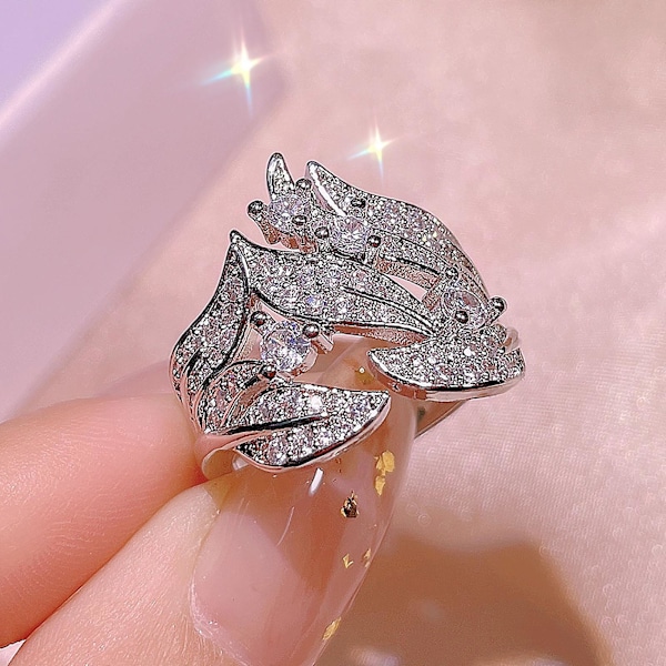 Kvinner Ring Blader Rhinestones Smykker Elegant Bright Luster Ring For Party US 7