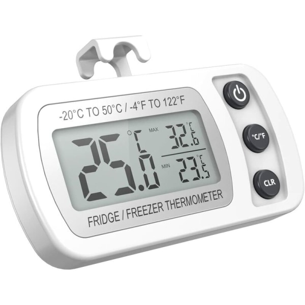 0,1 Vit 20~50℃ Hushållsfrys Kyltermometer Kylskåp Vitrine Digital Display Vattentät termometer,