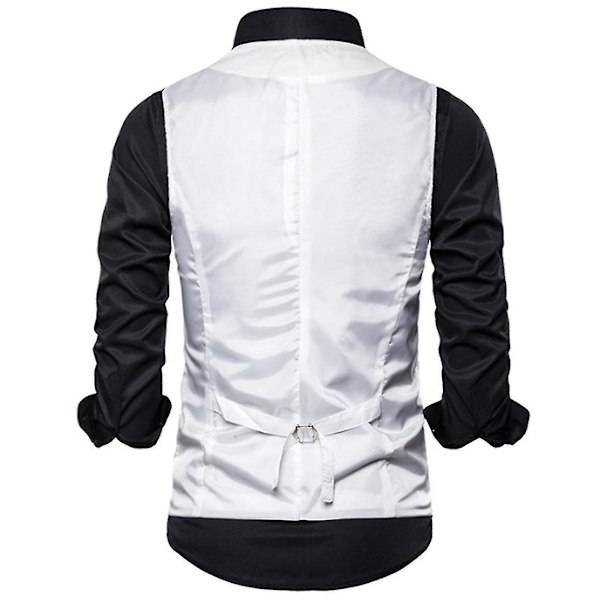 Enkelknäppt väst för män Slim Fit formell print väst XXL White