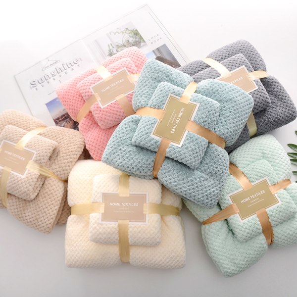 Coral Velvet Quick Dry Absorberande set (High Density Pineapple Grid-Beige)