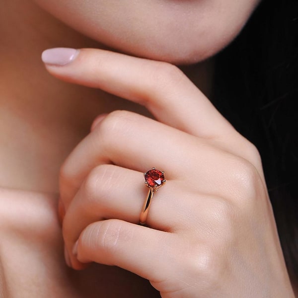 Kvinder Faux Ametyst Ruby Indlagt Finger Ring Bryllup Engagement Smykker Gave Red US 6