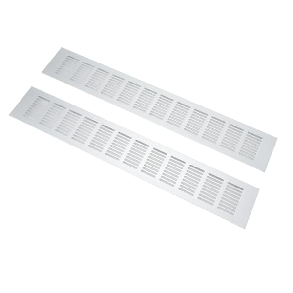 2 stk. rektangulær luftventilationsrist i aluminiumslegering 80x500 mm til skab, garderobe, skoopbevaring