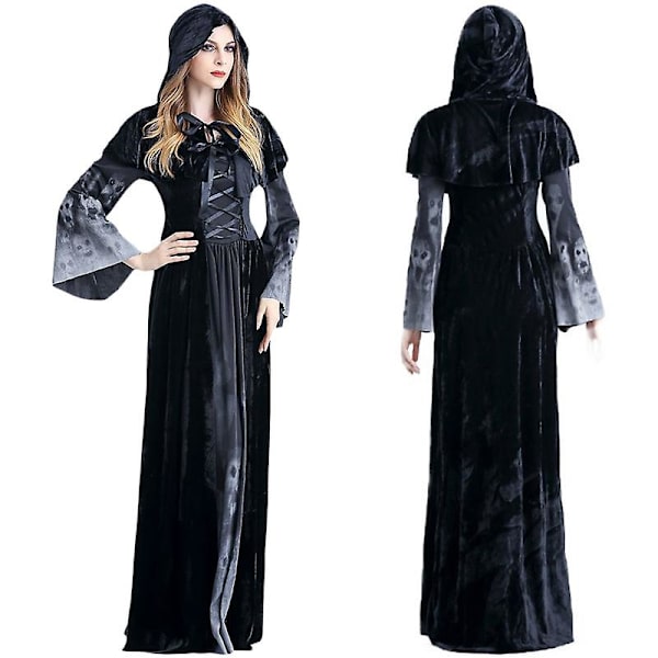 Goottilainen puku Halloween noitaroolimekko S