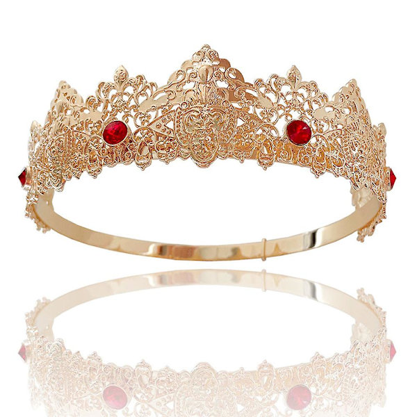 Bar Performance Crown Ball-dronning Tiara Forslag Matchende smykker Kæreste gave Golden Red