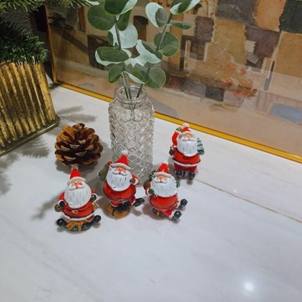 Miniatyrjulfigurer, 4st Mini jultomteprydnader Miniatyrjulprydnad Harts Santa Claus Figuri