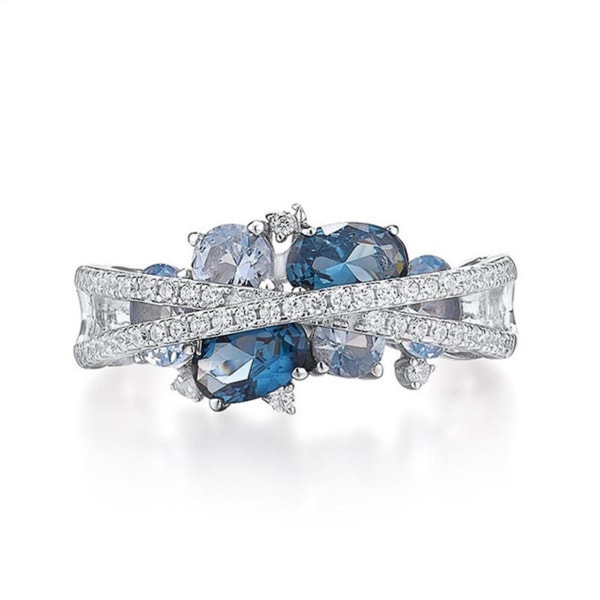 Naisten sormus X muotoinen Cubic Zirkonia koru Vintage Bright Kiiltosormus päivittäiseen käyttöön US 5