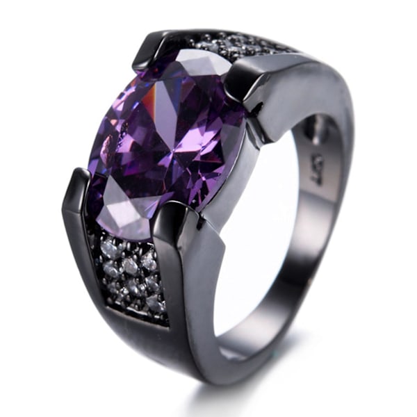 Noble Utsökt utförande Vackra kvinnor Ring Inlagd Faux Gem Strass Bröllopsband Smycken Tillbehör Purple US 9