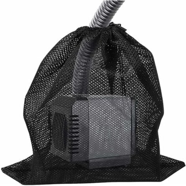 Pumpefilterpose med snor, vannpumpefilterpose Damm Pumpefilterpose Filternettingspose tilbehør Akvarium Filtrat