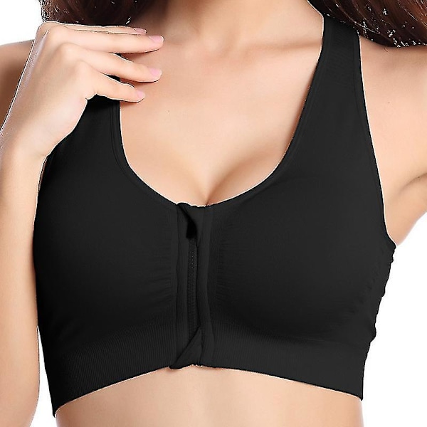 Naisten urheilullinen etuvetoketjullinen jooga Push Up pehmustetut rintaliivit Black M