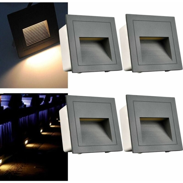 Home Foot Light LED infälld trädgårdsvägglampa (A-Grå 4PCS)，Lämplig för vardagsrum, gång, inomhusvägglampa