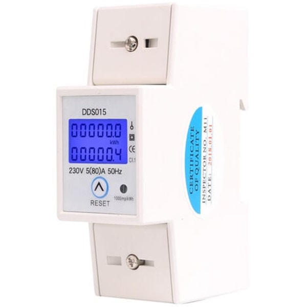 5-80A 230V 50Hz 1-faset el-strømmåler Baggrundsbelysning 1-faset el-strømmåler, DDS015 Din skinnemonteret E