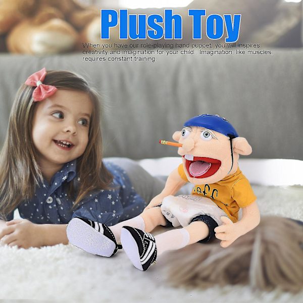 Jeffy Puppet Mjuk plysch Handdocka för lekstugan, barnpresent till födelsedag jul halloweenfest