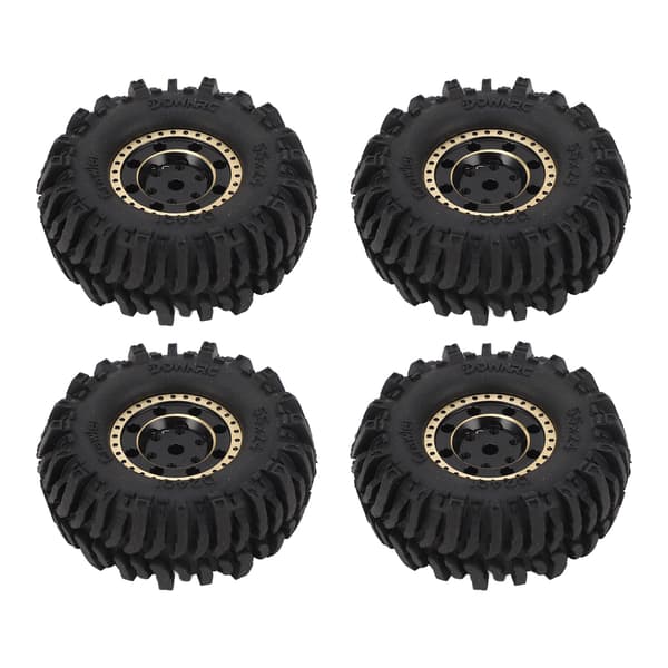 4 STK RC Crawler Bil Hjul Dæk Sort Gummi med Messingfælg til AXIAL SCX24 1/24