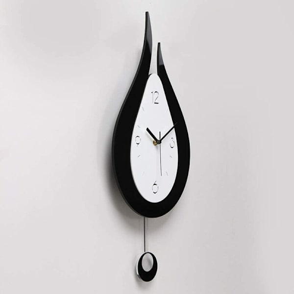 Sort vanddråbe Moderne Minimalistisk Kreativ Gynge Vægur Kreativt Mode Vægur Soveværelses Vægur，Dekorativ W