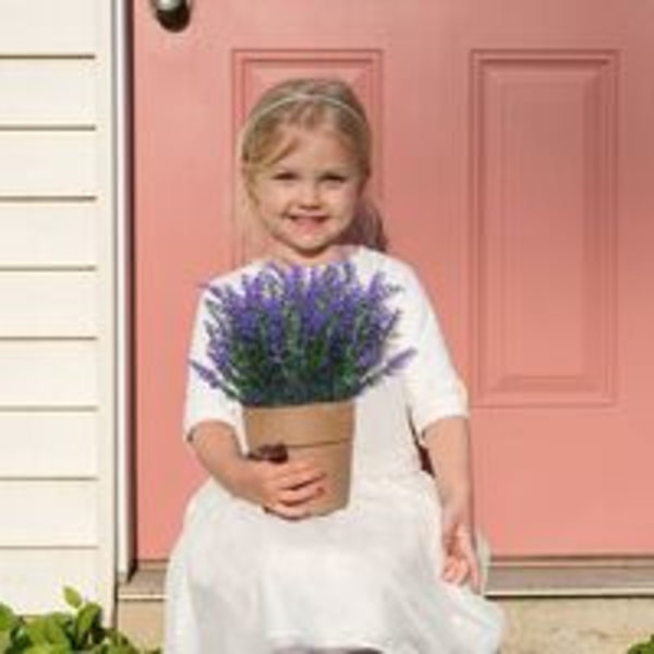 Kunstig lavendel blomsterbuket, 8 stk Plast Lilla kunstig blomsterdekoration, til haven, DI
