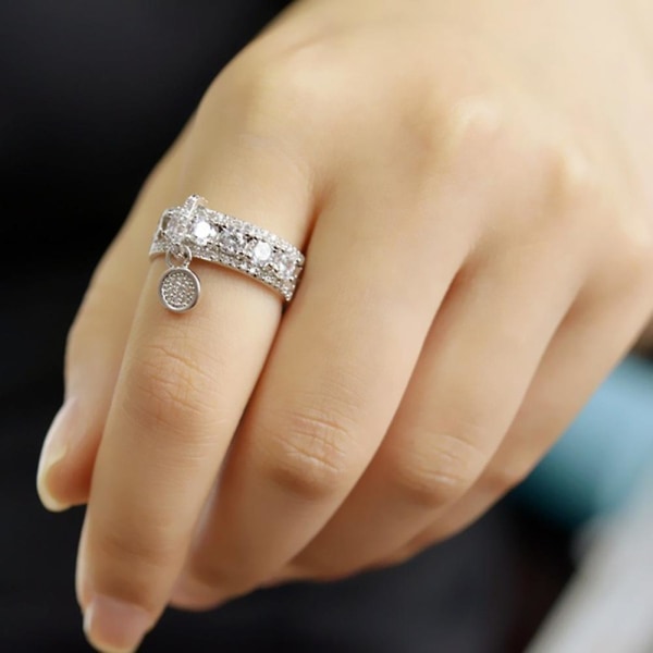 Luksus kvinner Cubic Zirconia innlagt rund sjarmring bryllupsfest smykker gave Golden US 11