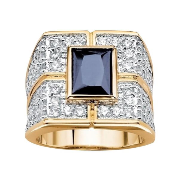 Mode Män Square Faux Sapphire Rhinestone Inlagd Ring Party Club Smycken Present Blue US 10