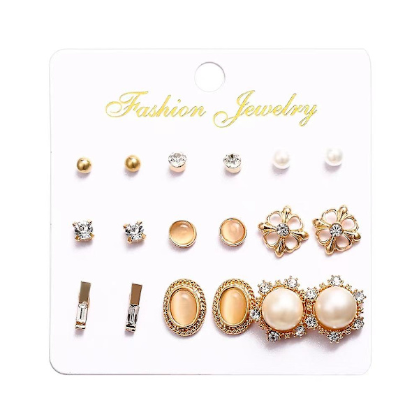 Örhängen Set Pearl Vintage guldfärg modesmycken B2070 SJ0826