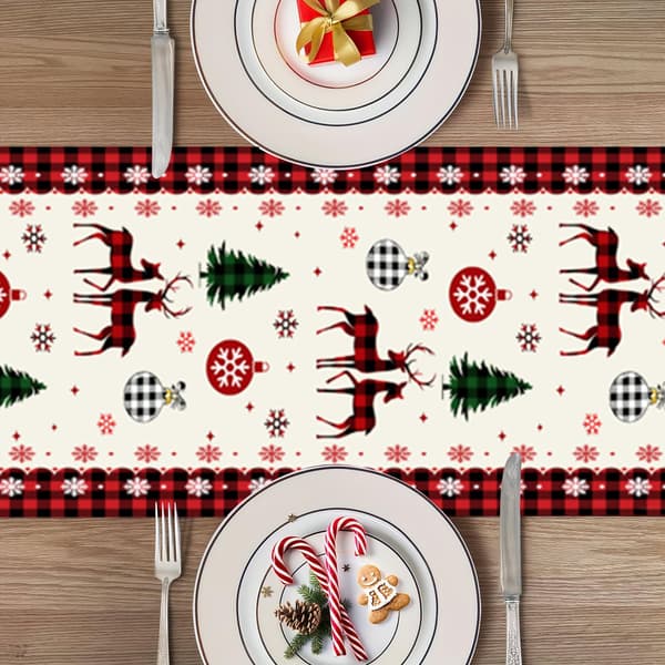 Christmas Table Runner, Washable Christmas Table Runner, 33 x 180 CM Table Runner, Snowman Table Decoration (Moose)