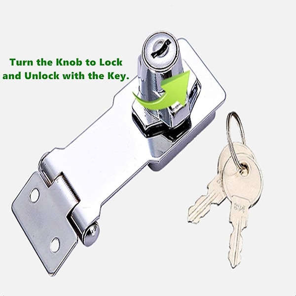 Nyckellås Hasp, Heavy Duty Hasp Clip med inbyggt lås, självlåsande dörrlås för fönsterdörr, husdjursburskåp