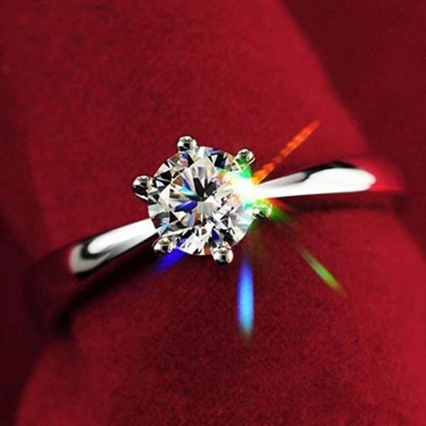 Kvinder klar zirkon indlagt bryllup brude forlovelsesfest smykker ring størrelse 6-9 US 7