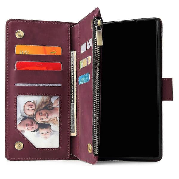 Etui til Samsung Galaxy Note 10 Plus Læder Magnetisk Pung Lynlåslomme Beskyttelse Håndrem Kompatibel med Samsung Galaxy Note 10 Plus Etui C2