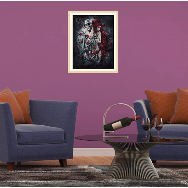 5D- diamond painting Full Diamond Rose Skull Beauty Tee-se-itse koristeellinen timanttikirjontamaalaus-40*50cm,