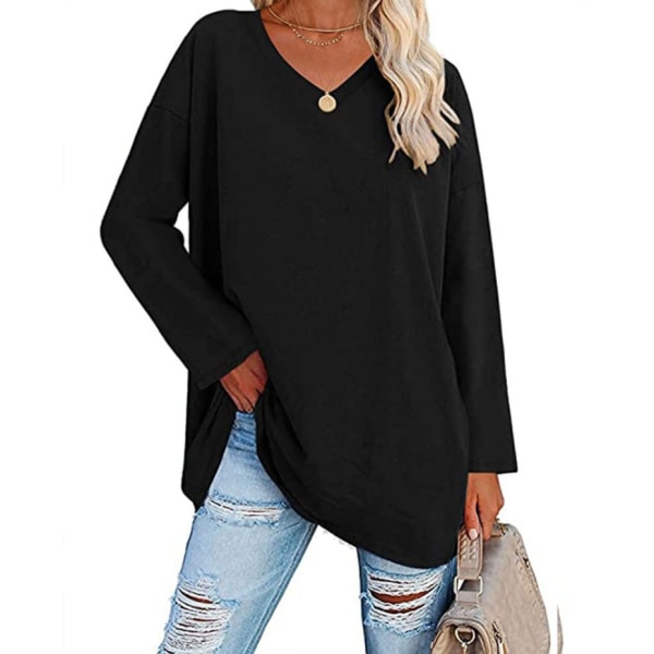 Loose Drop Shoulder Sleeve V-hals solid topp M