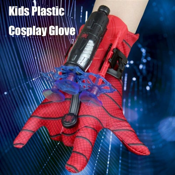 Spiderman Launcher Glove, Muoviset Cosplay-hanskat lapsille, Hero Launcher Rannekelelut, Upea lahja Spiderman-faneille, Opetuslelut lapsille，