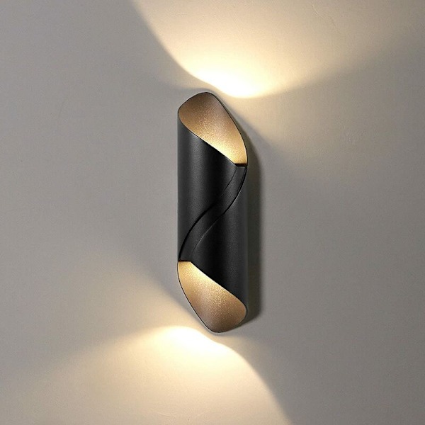 2*5W helt sort 300*80*90mm, 3000K akryl skærm aluminium væglampe lampet badeværelse soveværelse stue indgang