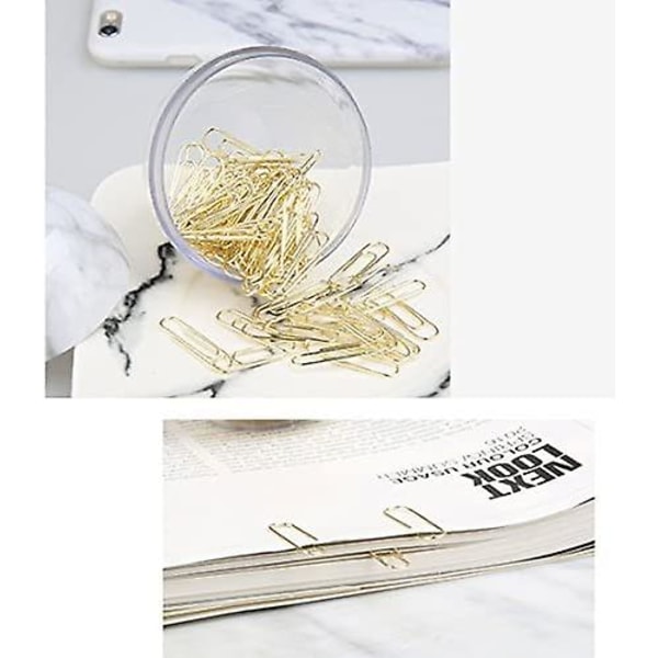 100 stk guld papirclips, magnetisk marmor hvid