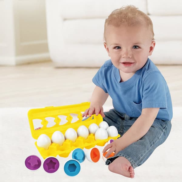 Fargeform Matchende Egg Pedagogiske Puslespill Leker for Småbarn