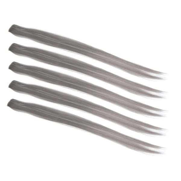 5 stk. Lige Hår Clips 55 cm Lysegrå Hår Extensions til Cosplay Fest