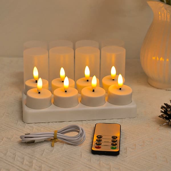 Oppladbare telys, 12 stk. Oppladbare 8- With cup remote control