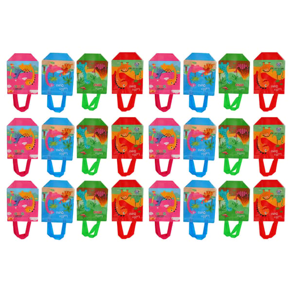 24 stk. søde dinosaur-gaveposer, foldbare non-woven dinosaur-festposer til fødselsdagsfester, babyshower