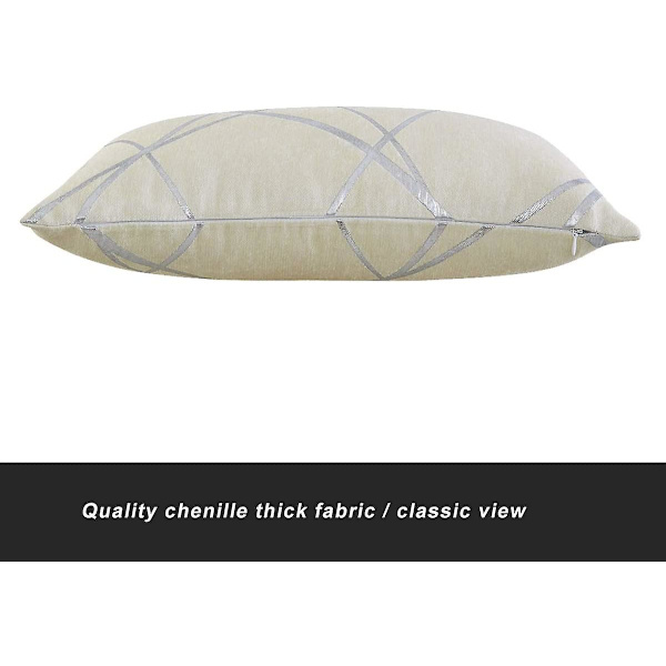 Dekorativ soffa örngott, soffa tjock kudd örngott, fyrkantig grå lyx kuddar 2 set 30*50 cm Ivoire