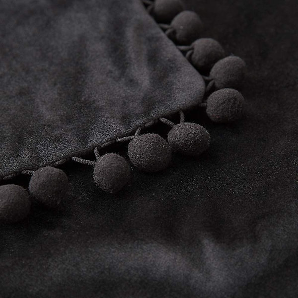 Paket med 2 Sammets-kuddfodral Pompom Dekorativa örngott Solida mjuka kuddfodral Med Poms Fyrkantig För Soffa Soffa Sovrum Bil 18x18tum Da 16 x16 Black